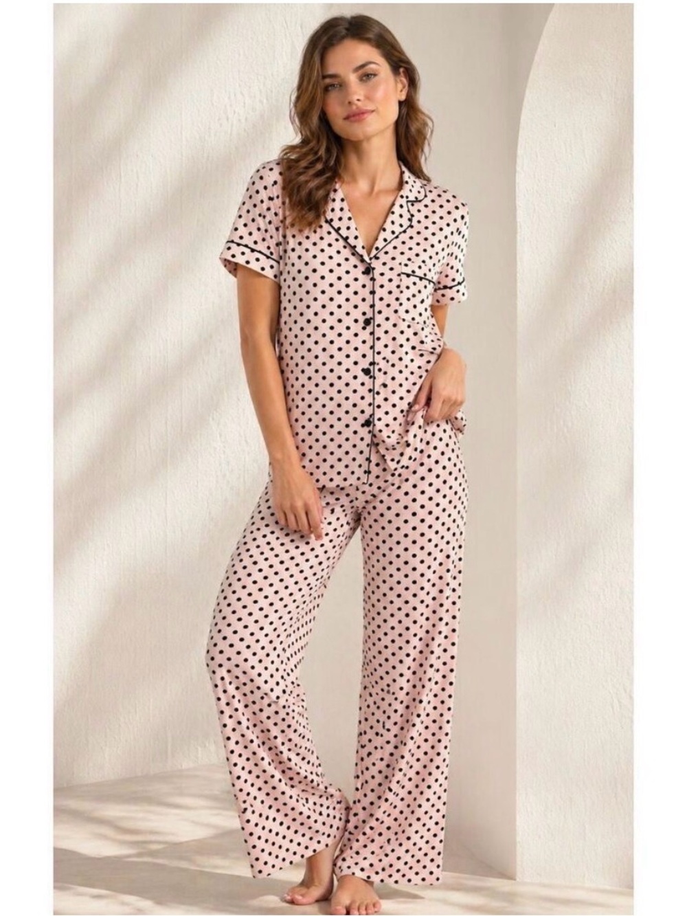 Kate Spade Pink Polka Dot Pajama Set Size S | Soft Button Front Lounge Set